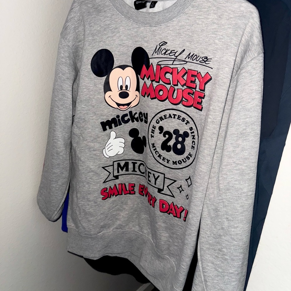 Disney Gray and Black Mickey Mouse Sweatshirt